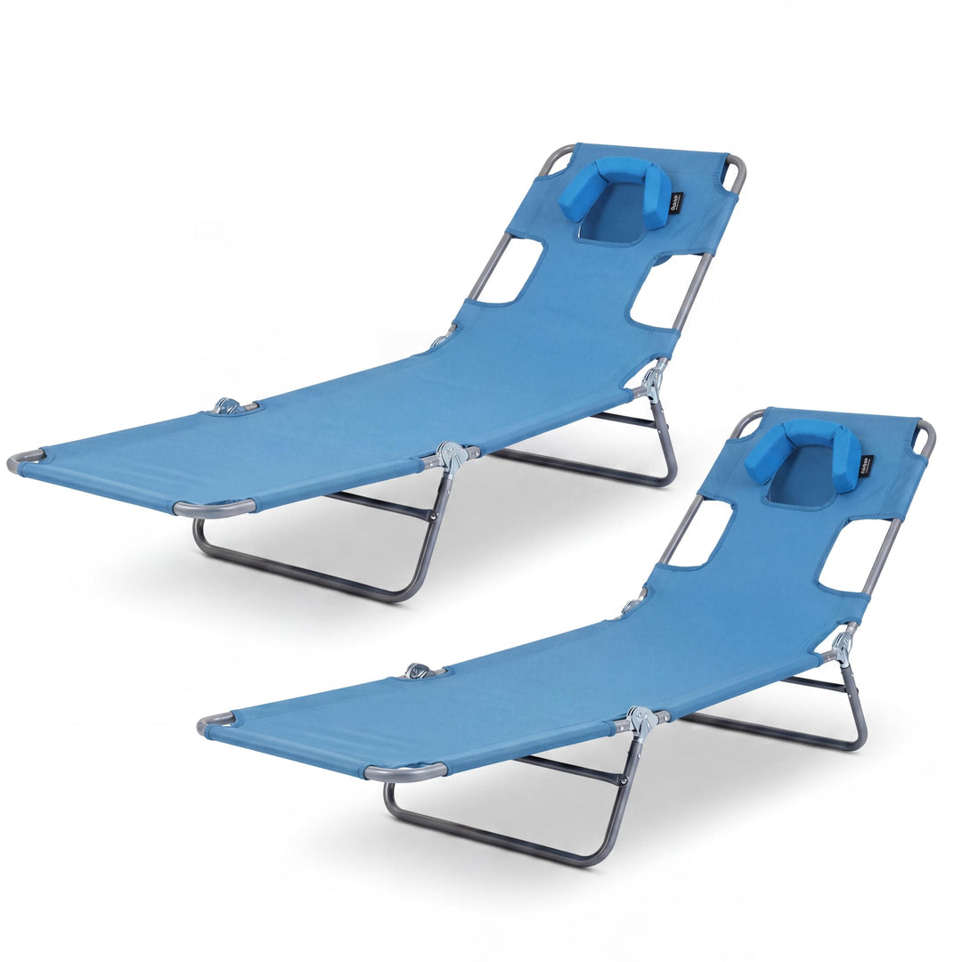 GYMAX Tanning Chair 330lbs Beach Chairs with Face Hole(1/2)