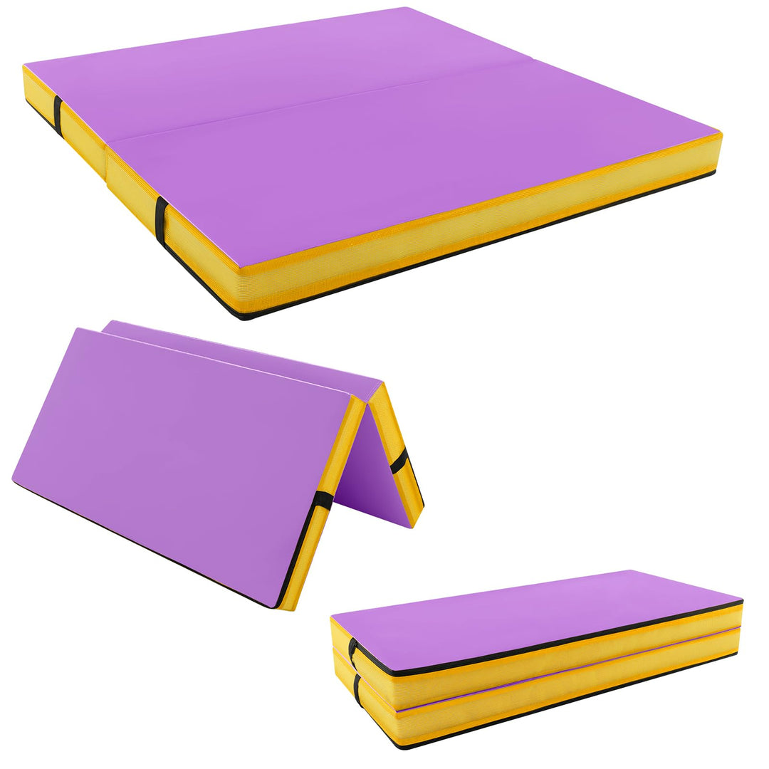 GYMAX 4' x 4' Folding Gymnastics Mat 4" Thick Bi-Fold Exercise Tumbling Mat