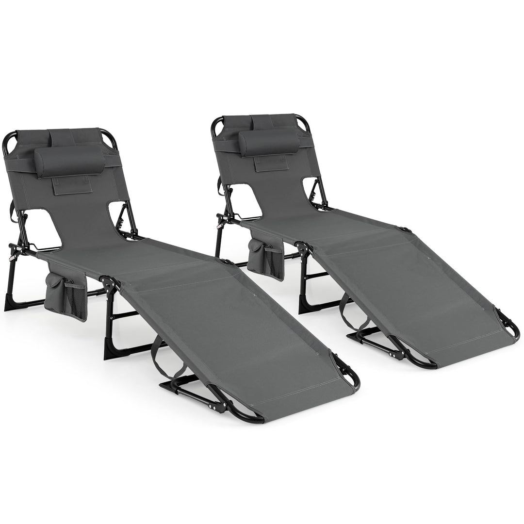 GYMAX Tanning Chair with Face Hole Sun Bathing Lounge Chairs（1/2）