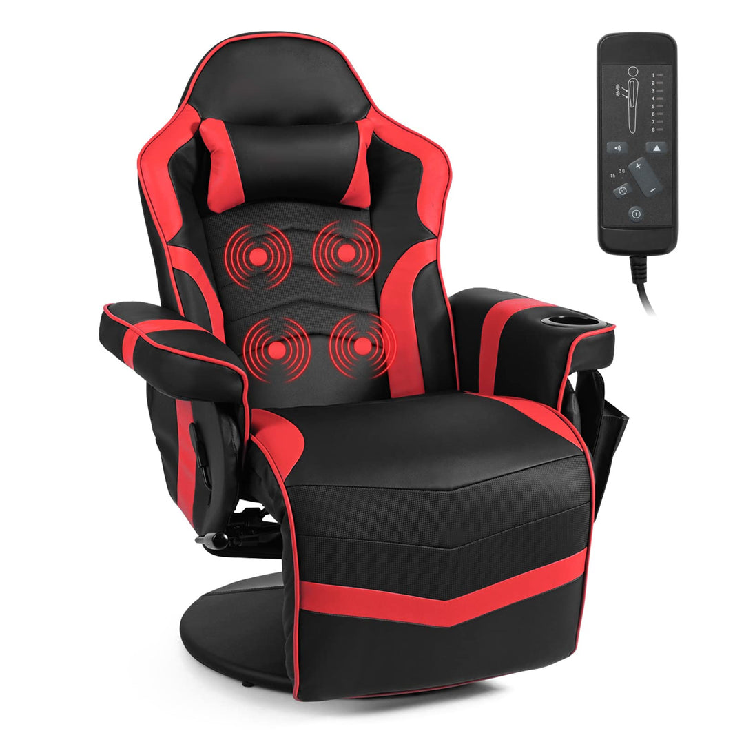 GYMAX Gaming Chair with Footrest Massage Video Game Chairs for Adults