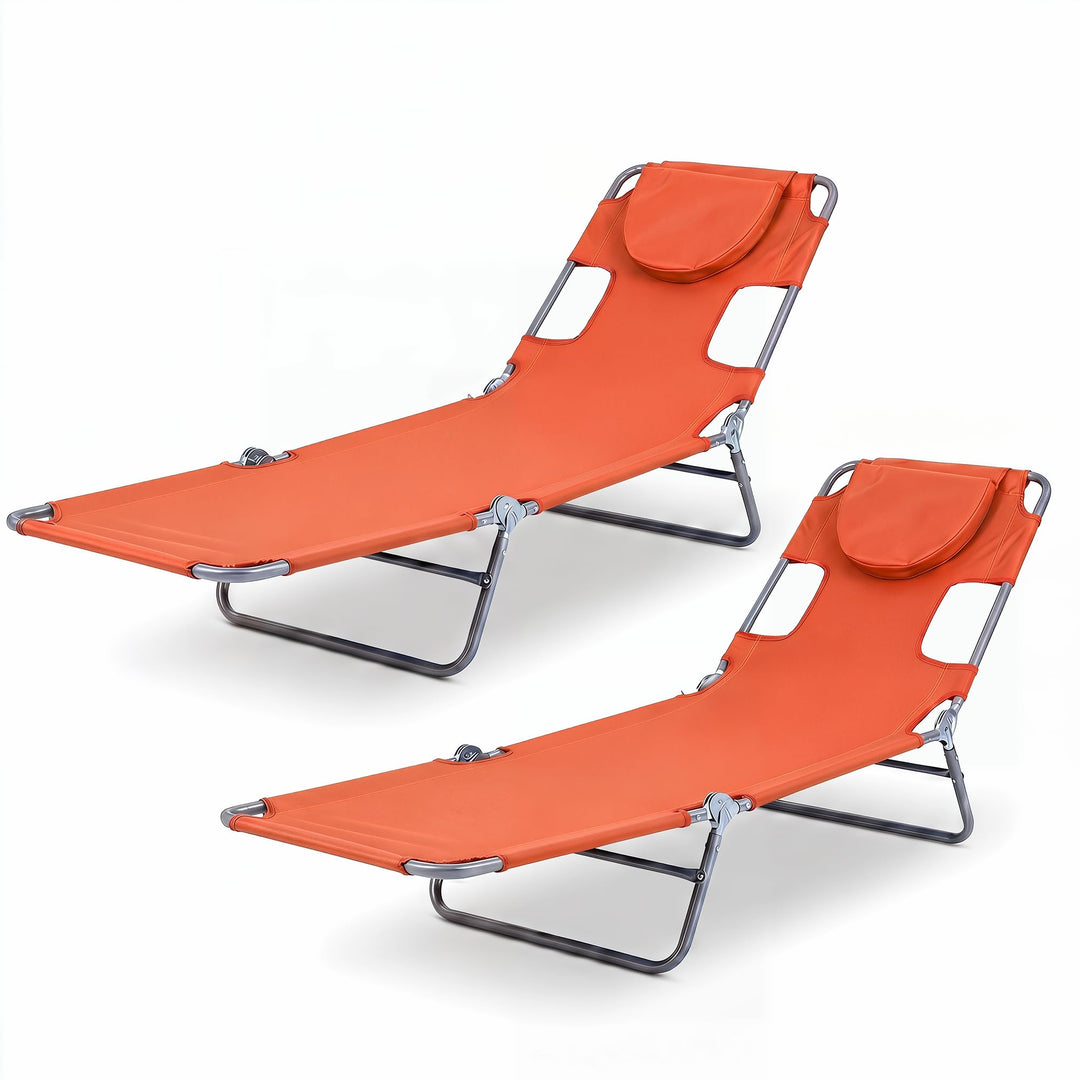 GYMAX Tanning Chair 330lbs Beach Chairs with Face Hole(1/2)