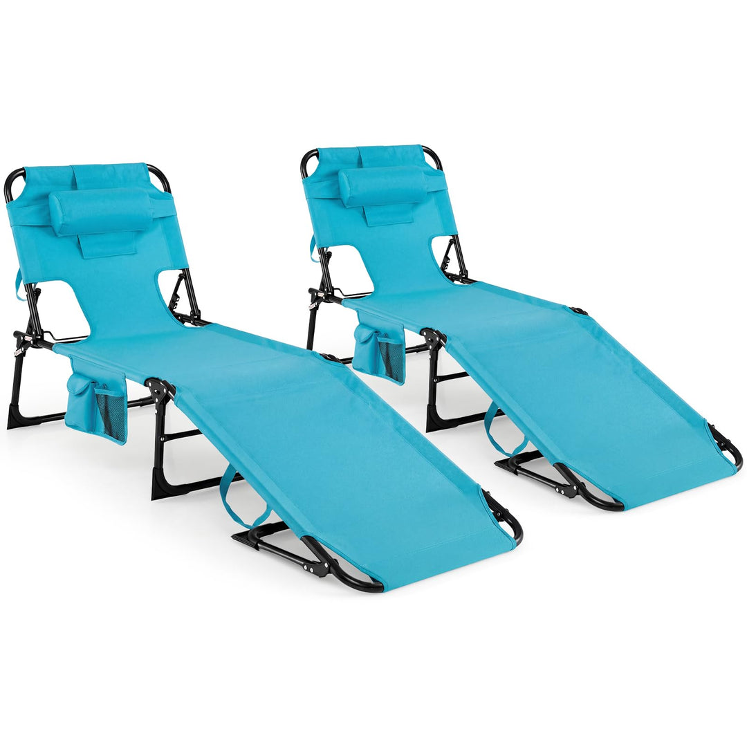 GYMAX Tanning Chair with Face Hole Sun Bathing Lounge Chairs（1/2）