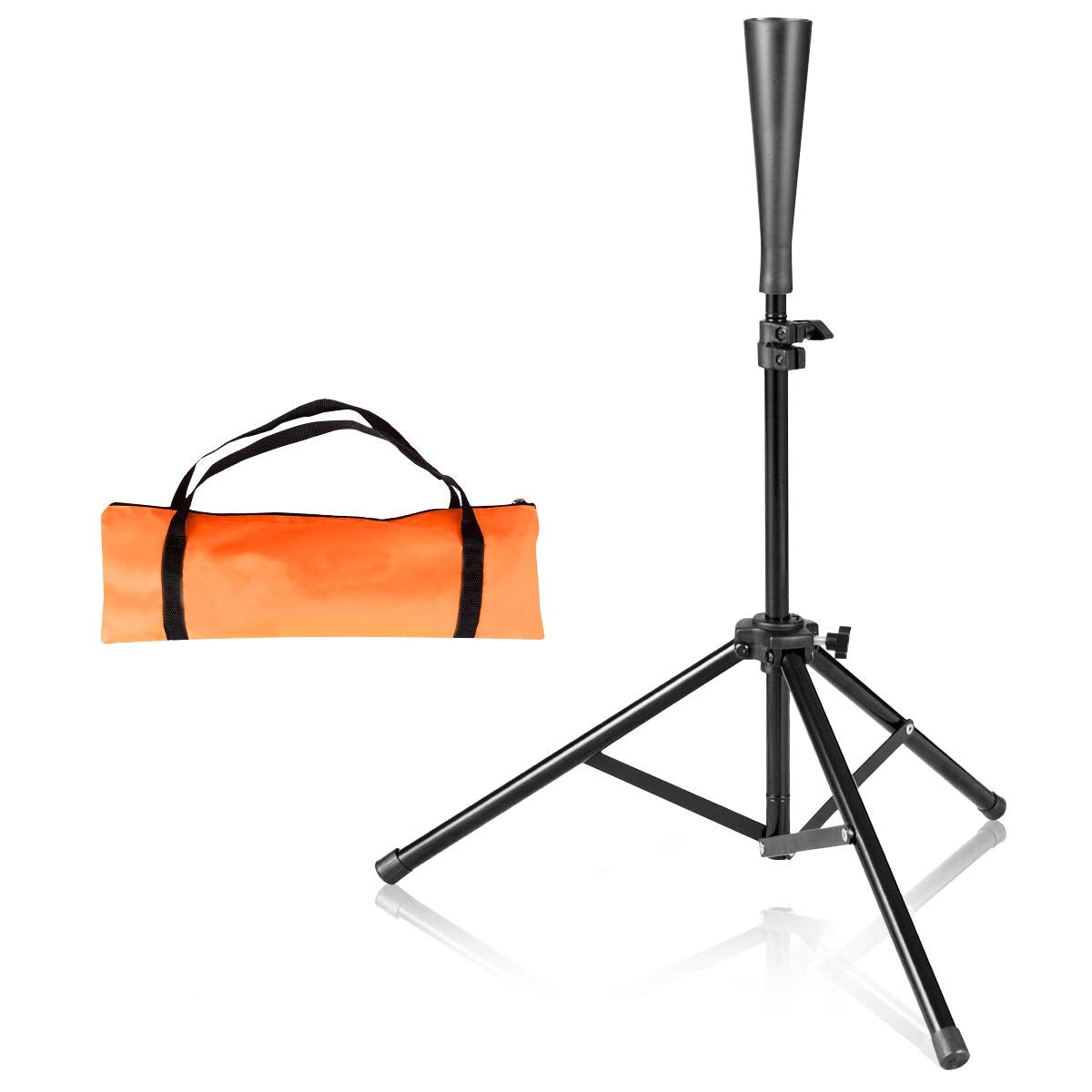 GYMAX Baseball Softball Batting Tee, Travel Portable Hitting Tee with 28” -44” Adjustable Height & Carrying Bag