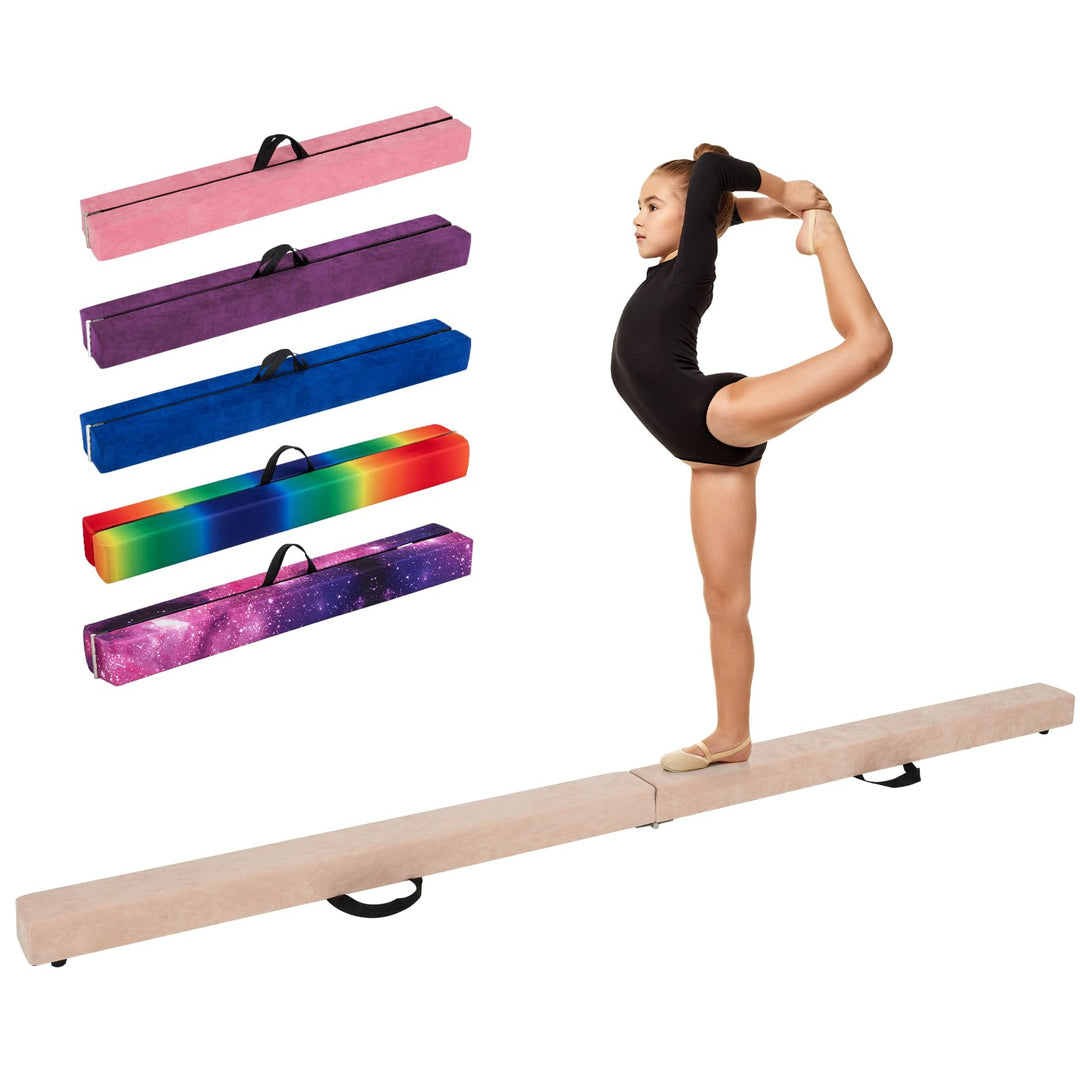 GYMAX 9 FT Folding Balance Beam Portable Foam Gymnastic Beam