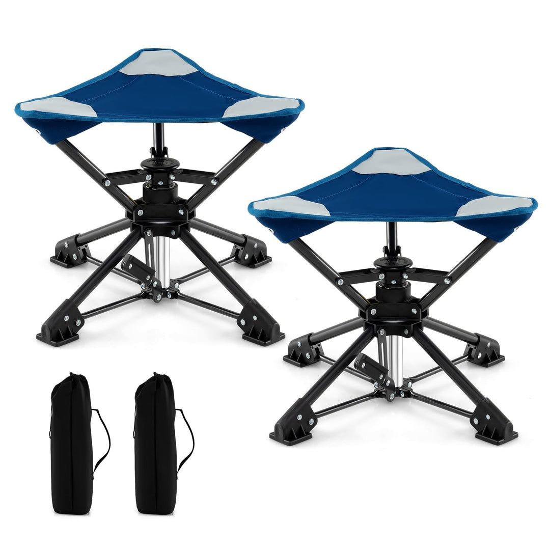 GYMAX 360° Swivel Camping Stool Portable Folding Stool Seat