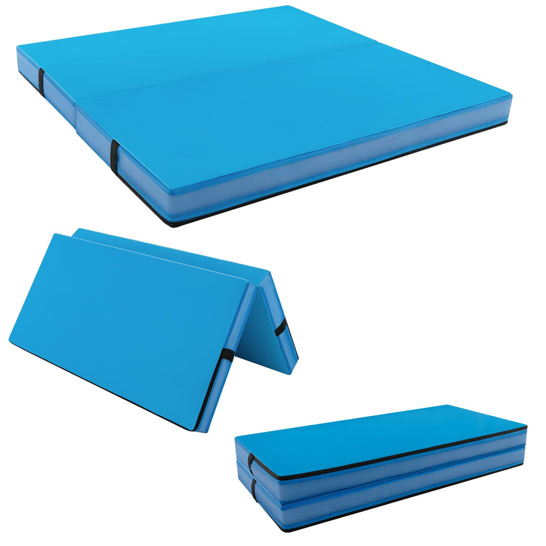 GYMAX 4' x 4' Folding Gymnastics Mat 4" Thick Bi-Fold Exercise Tumbling Mat