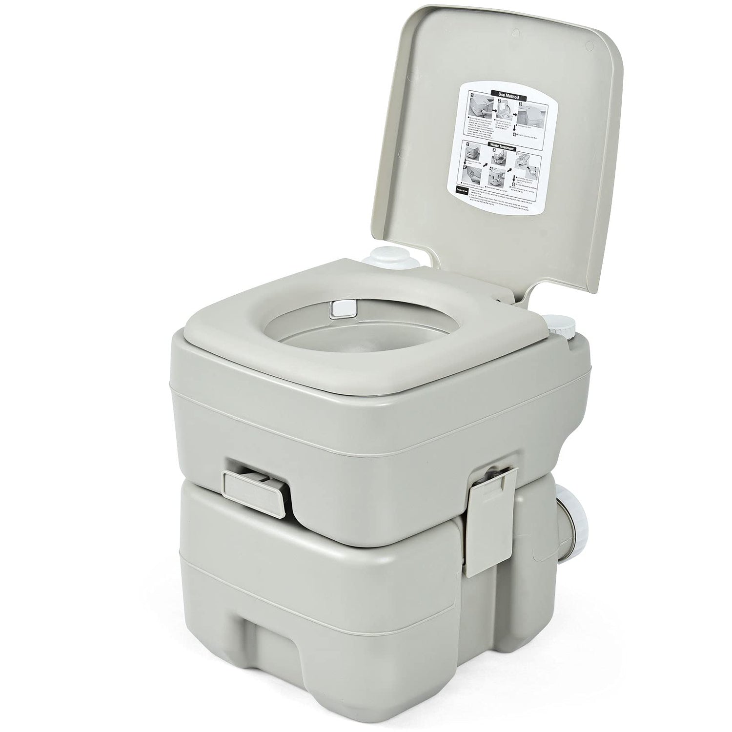 GYMAX Portable Toilet, Porta Potty RV Toilet with 5.3 Gallon Waste Tank & Flush Pump