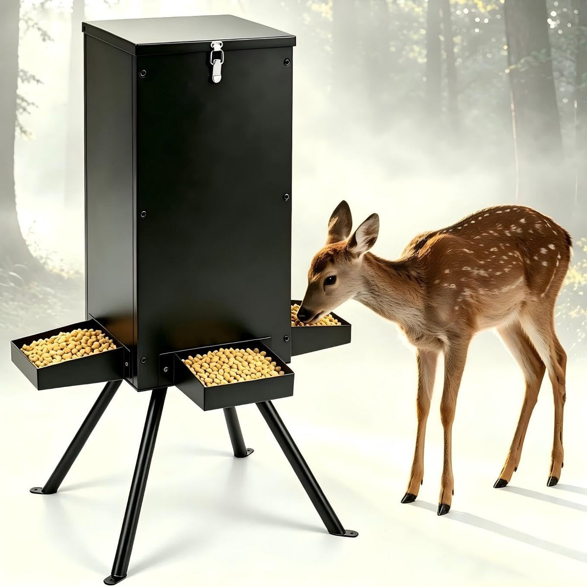 GYMAX 90LBS Deer Feeder Gravity Deer Feeders with 4 Trays