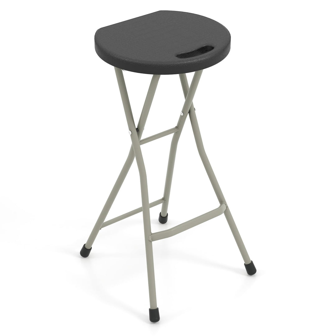 GYMAX Folding Stool, 28in Portable Collapsible Bar Stool with Handle & Steel Frame