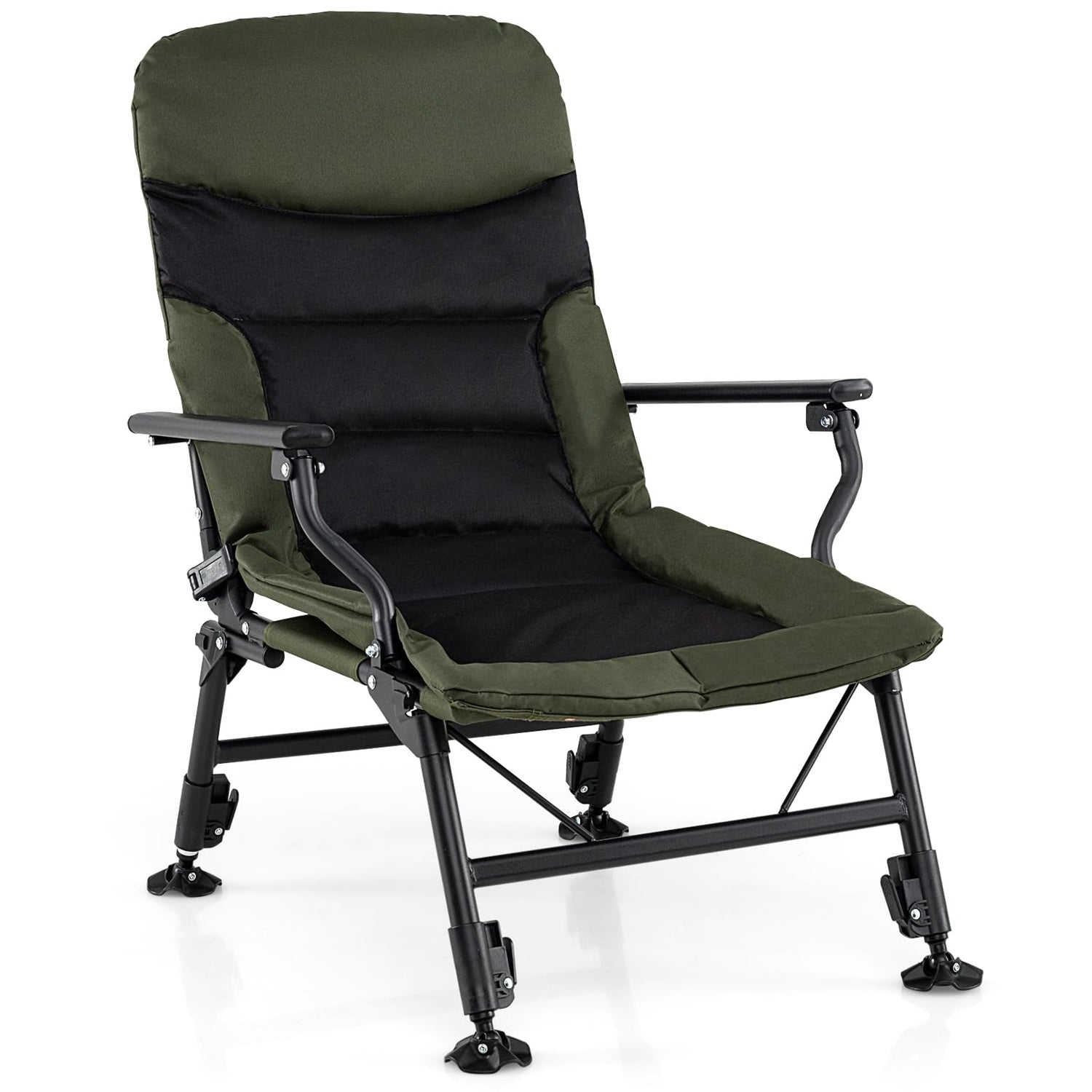 GYMAX Foldable Fishing Chair Heavy Duty Oversized All-Terrain Camping Chair