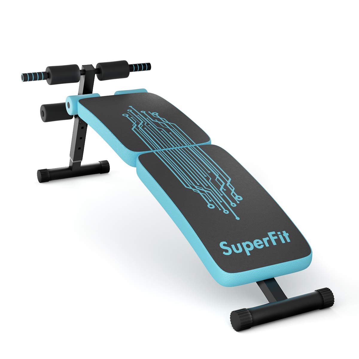 GYMAX Adjustable Sit up Bench, Folding Abdominal Training Slant Bench with Reserve Crunch Handle