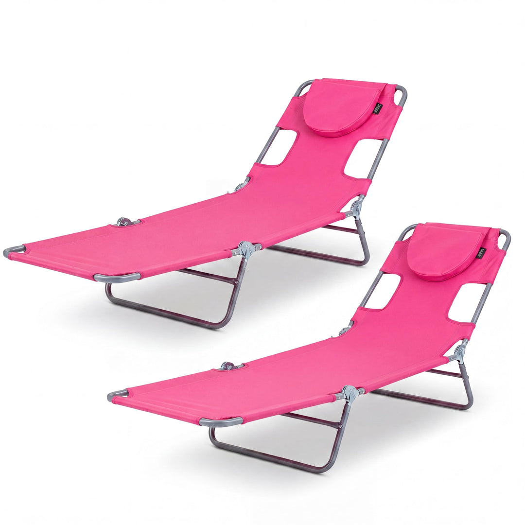 GYMAX Tanning Chair 330lbs Beach Chairs with Face Hole(1/2)