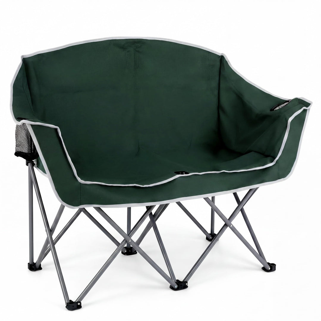 GYMAX Double Camping Chair Oversized Padded 660LBS Heavy Duty Loveseat