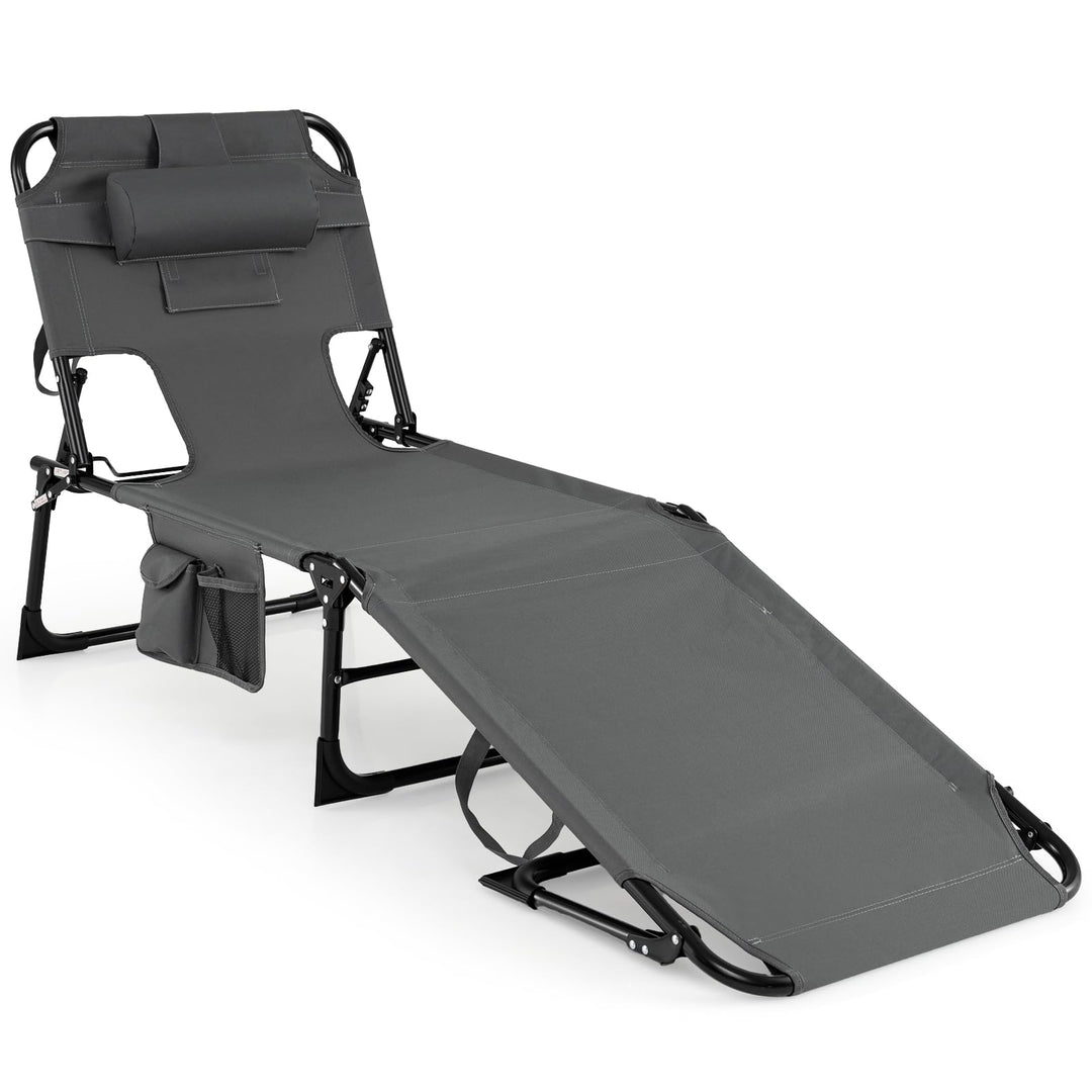 GYMAX Tanning Chair with Face Hole Sun Bathing Lounge Chairs（1/2）
