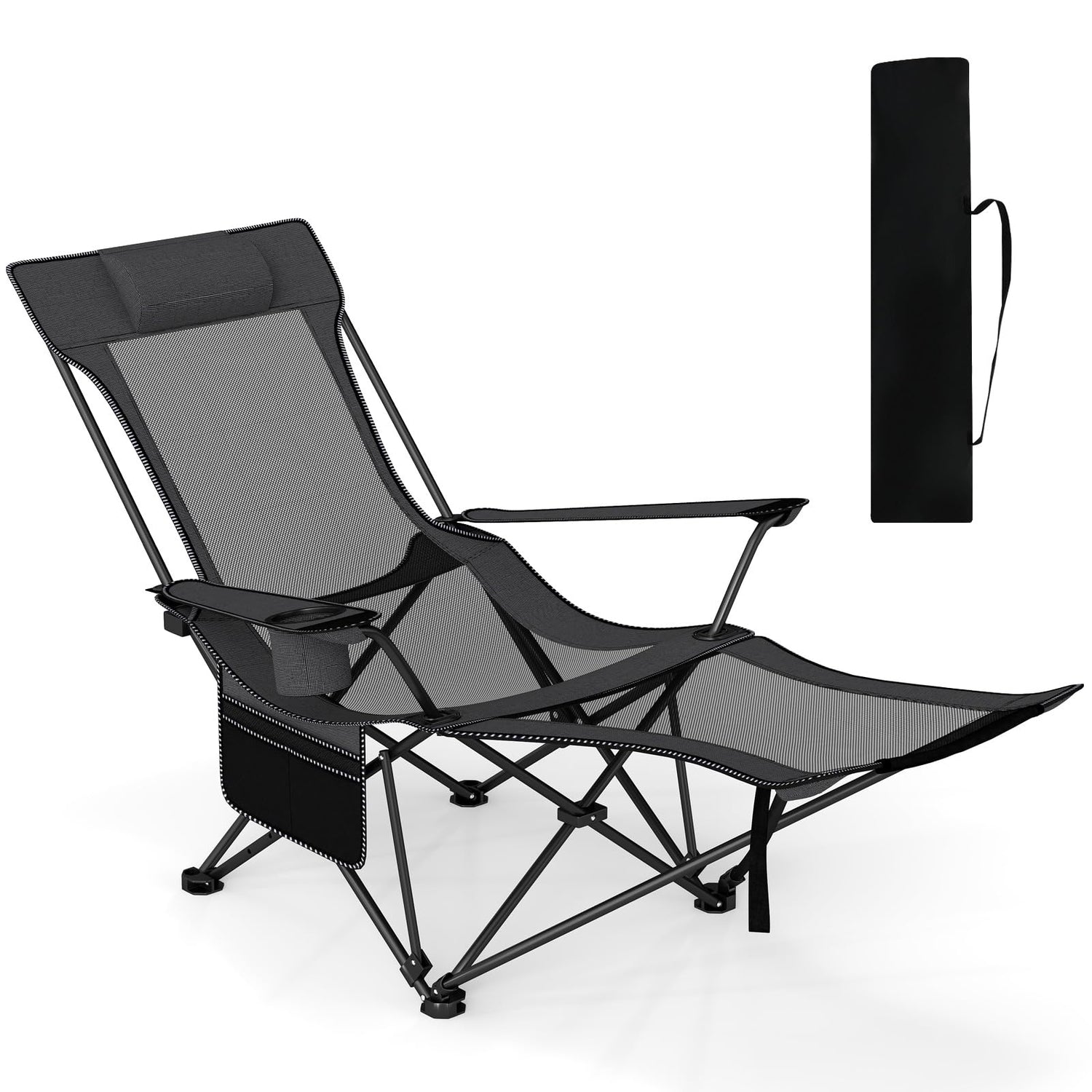 GYMAX Reclining Camping Chairs with Footrest