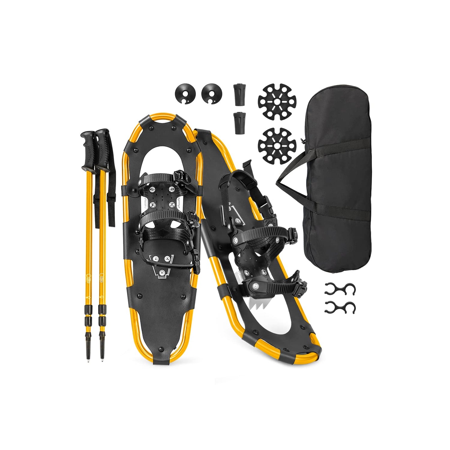 GYMAX  21/25/30 inch 3 in 1 Snowshoes Trekking Poles Bundle
