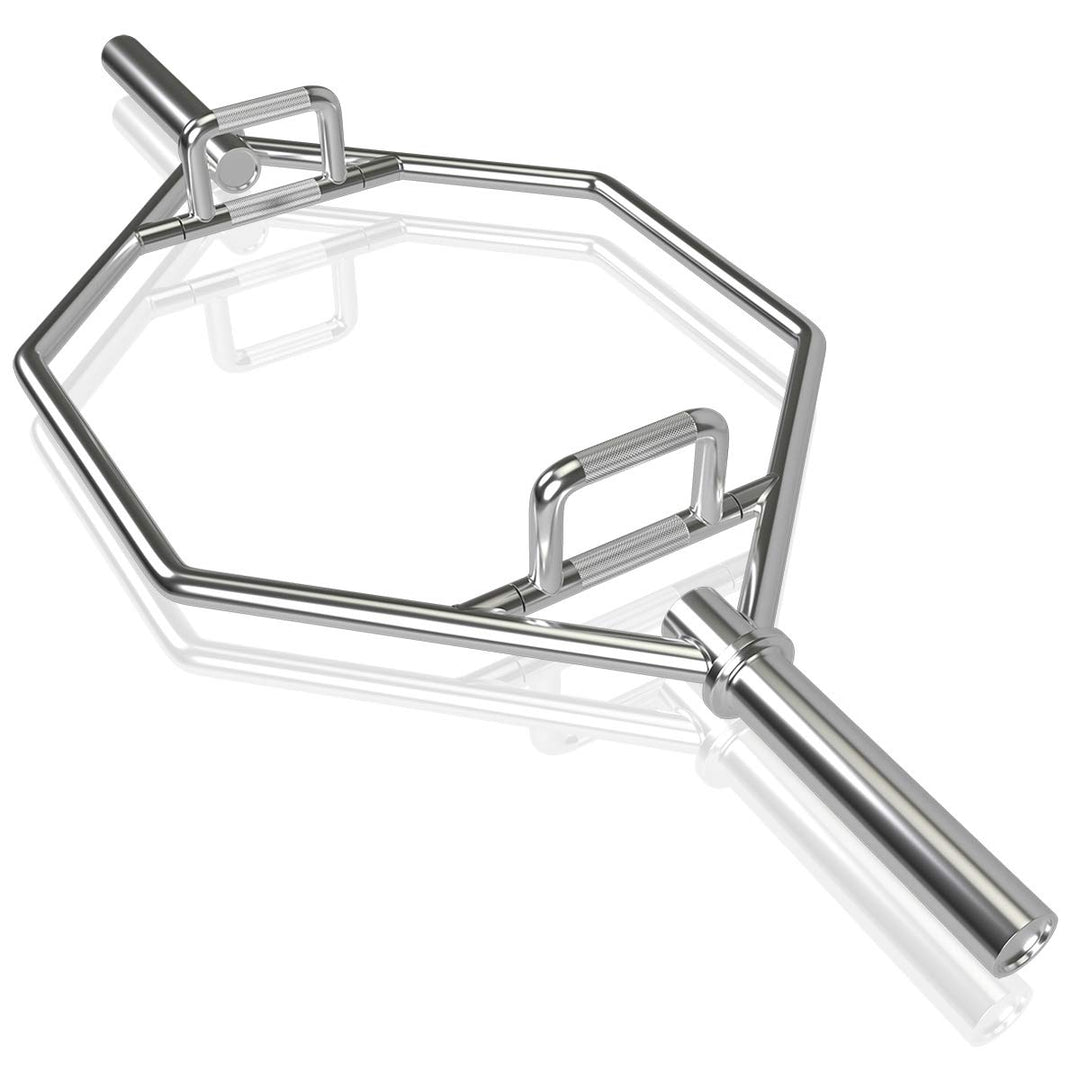 GYMAX Olympic Folding Trap Bar - 56" Chrome Hex Weight Lifting Bar for Squats
