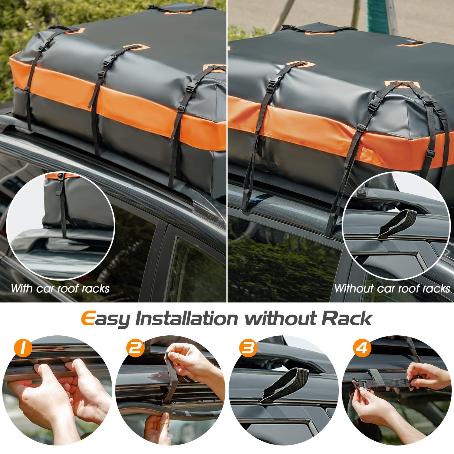 GYMAX Rooftop Cargo Carrier, 21 Cubic Feet Roof Rack Cargo Carrier, 700D Waterproof Car Top Luggage Bag with 6 Door Hooks