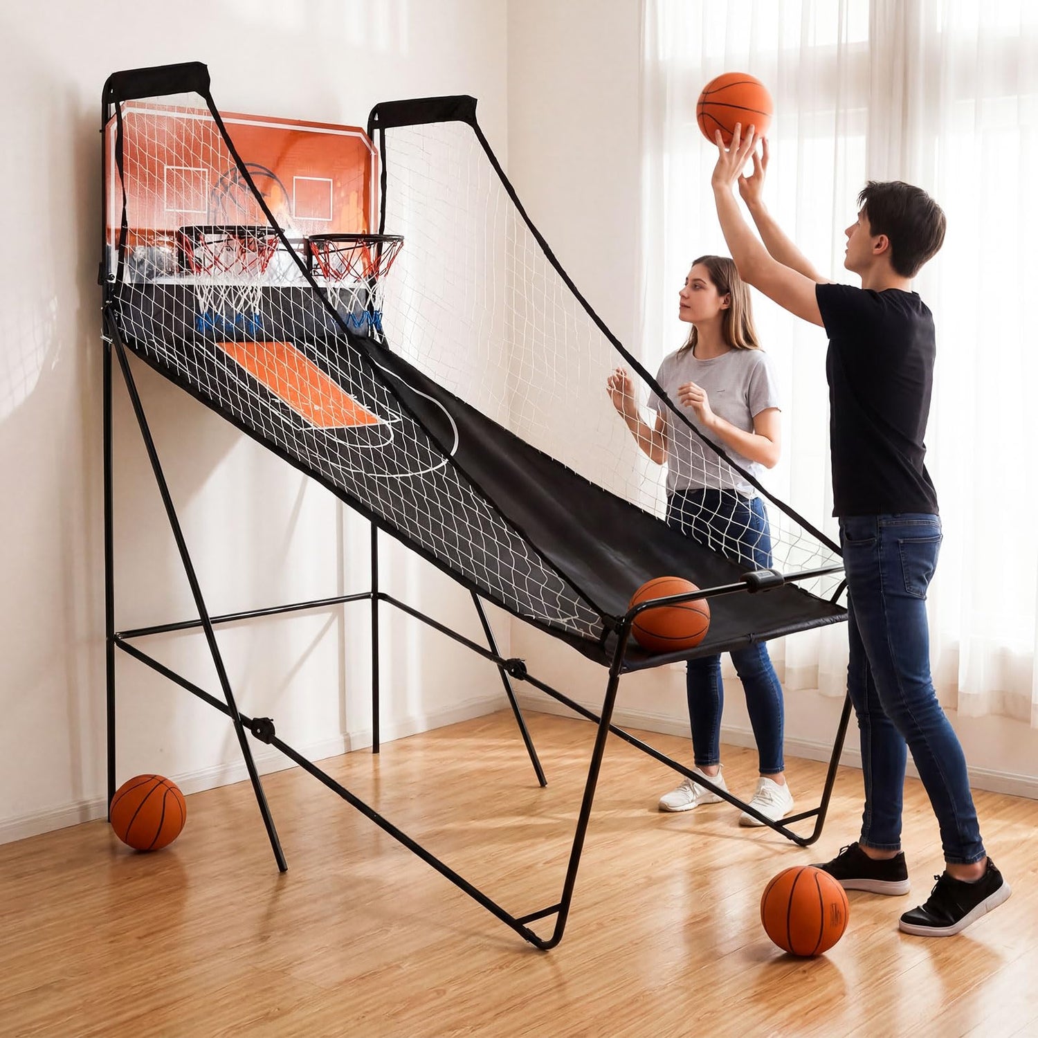 GYMAX Arcade Basketball Game Indoor Foldable