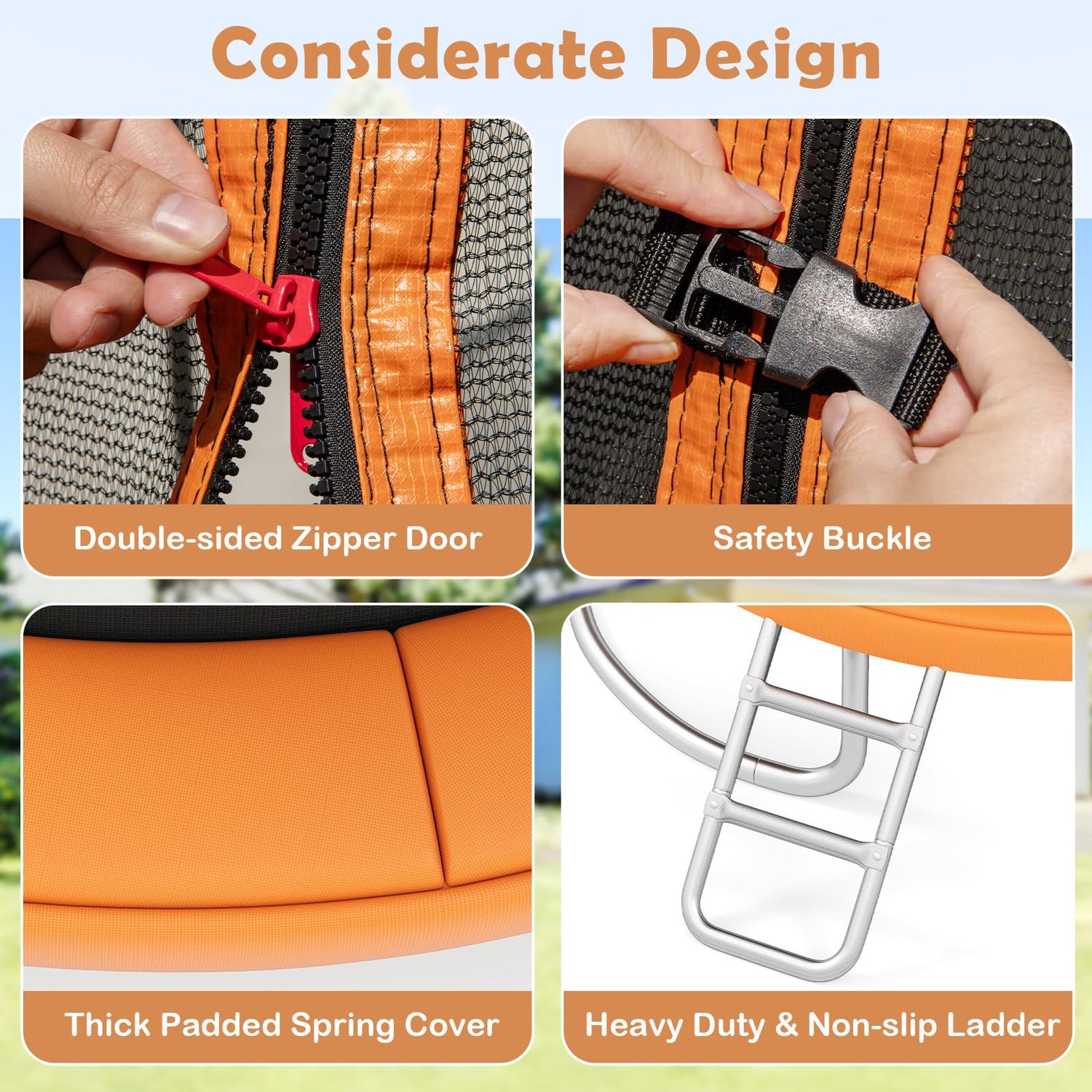 GYMAX Trampoline Outdoor 8FT 10FT 12FT ASTM Approved Trampolines