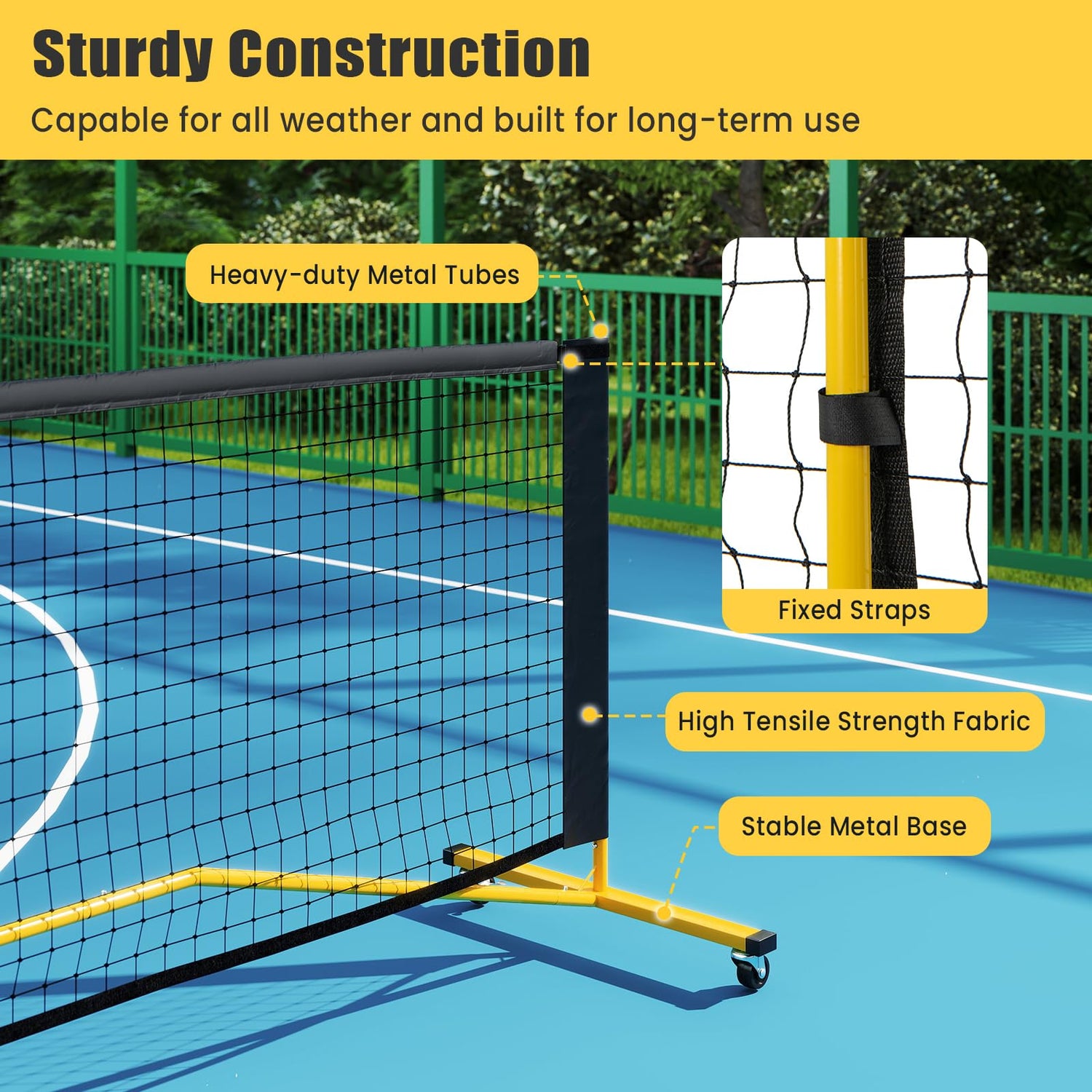 GYMAX Pickleball Net 22FT Portable Pickle Ball Net for Driveway with Carry Bag