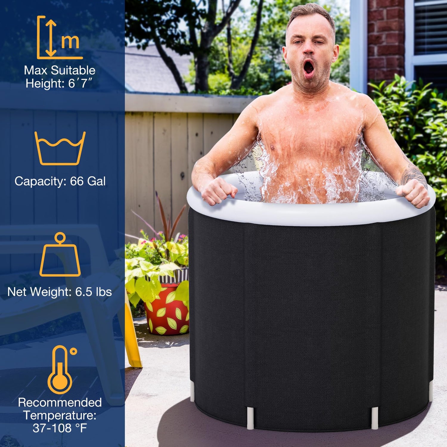 GYMAX Ice Bath Tub, 66 Gallon Cold Plunge Tub with Lid, Inflatable Ice Tub for Adults Cold Therapy Recovery