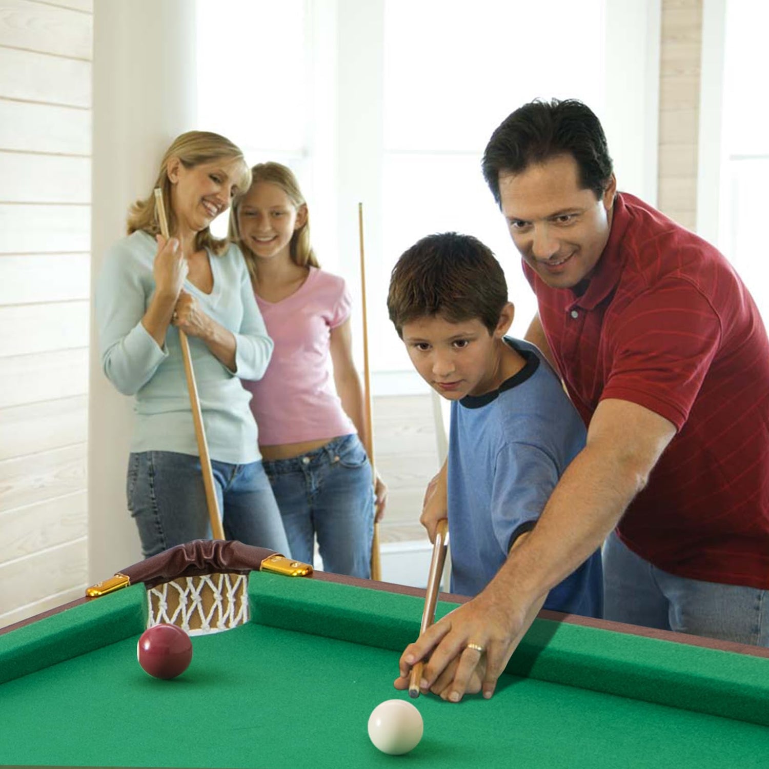GYMAX Pool Table, 55” Foldable Pool Table with 2 Cue Sticks, Full Balls Set, 2 Chalks & Brush