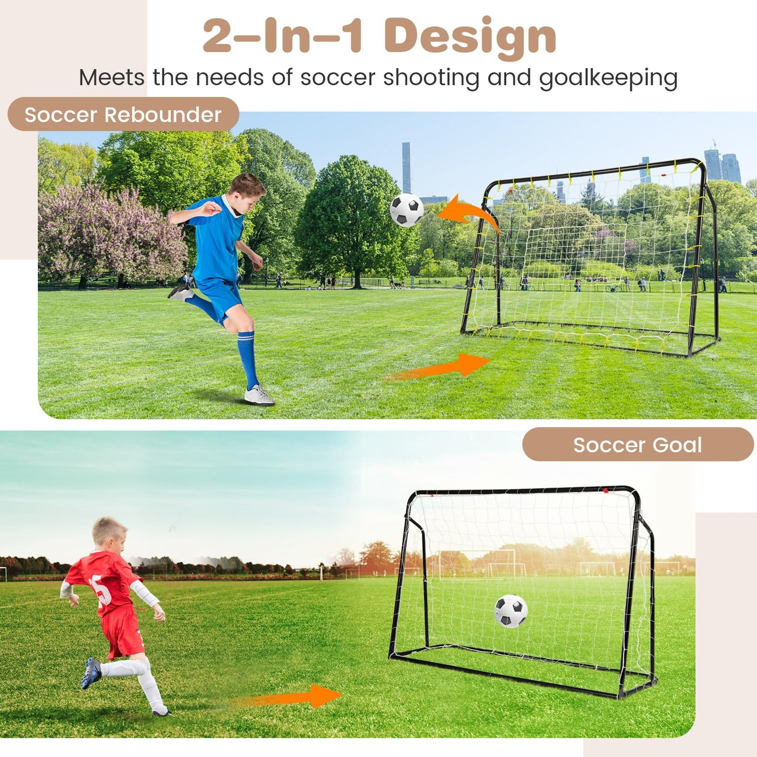 GYMAX Soccer Rebounder, 6.1' x 4' Angle-Adjustable Soccer Rebounding Net with All-Weather PE net & Metal Frame, Easy Setup Soccer Goal