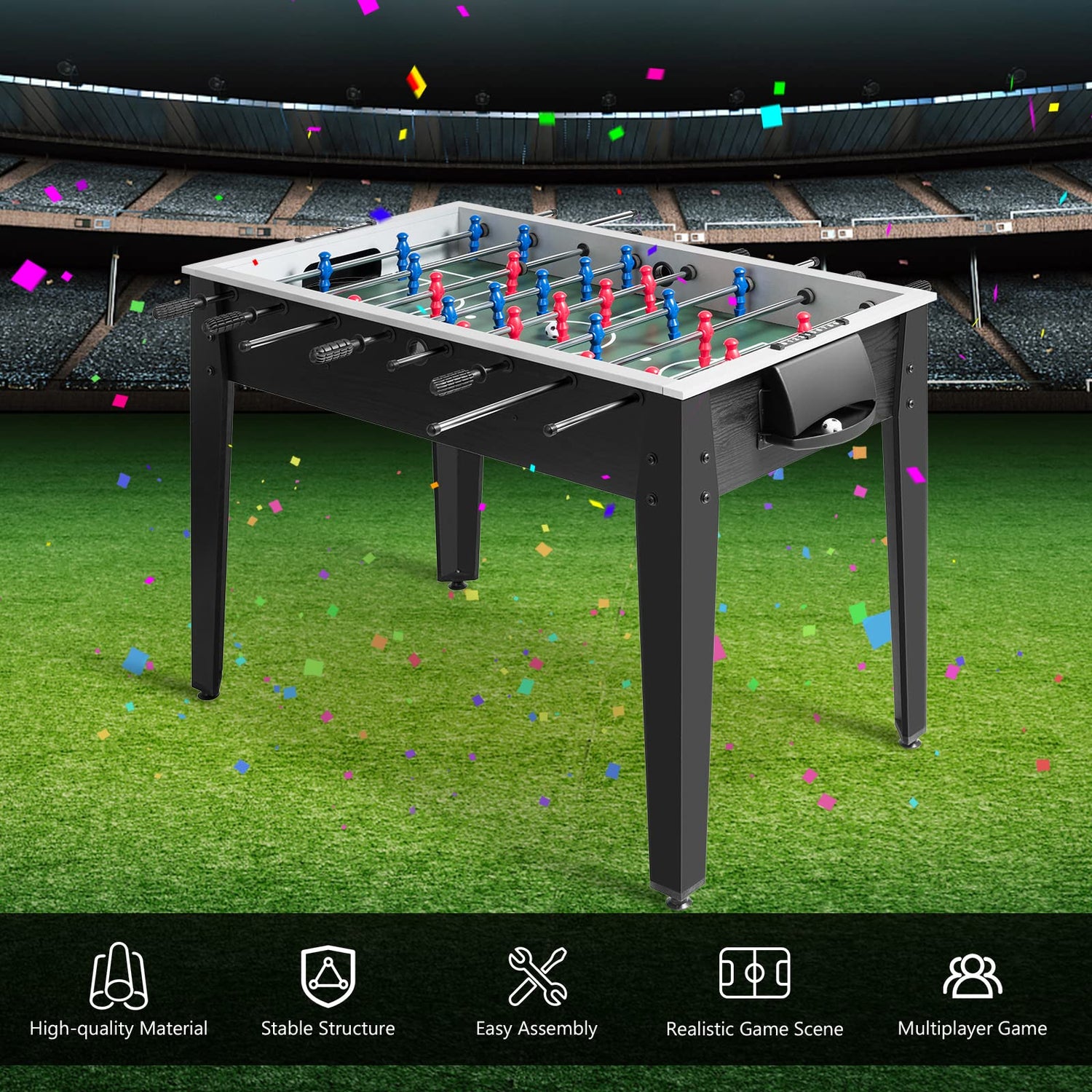 GYMAX 48” Foosball Table, Arcades Soccer Game Table for Multiplayer with 2 Balls