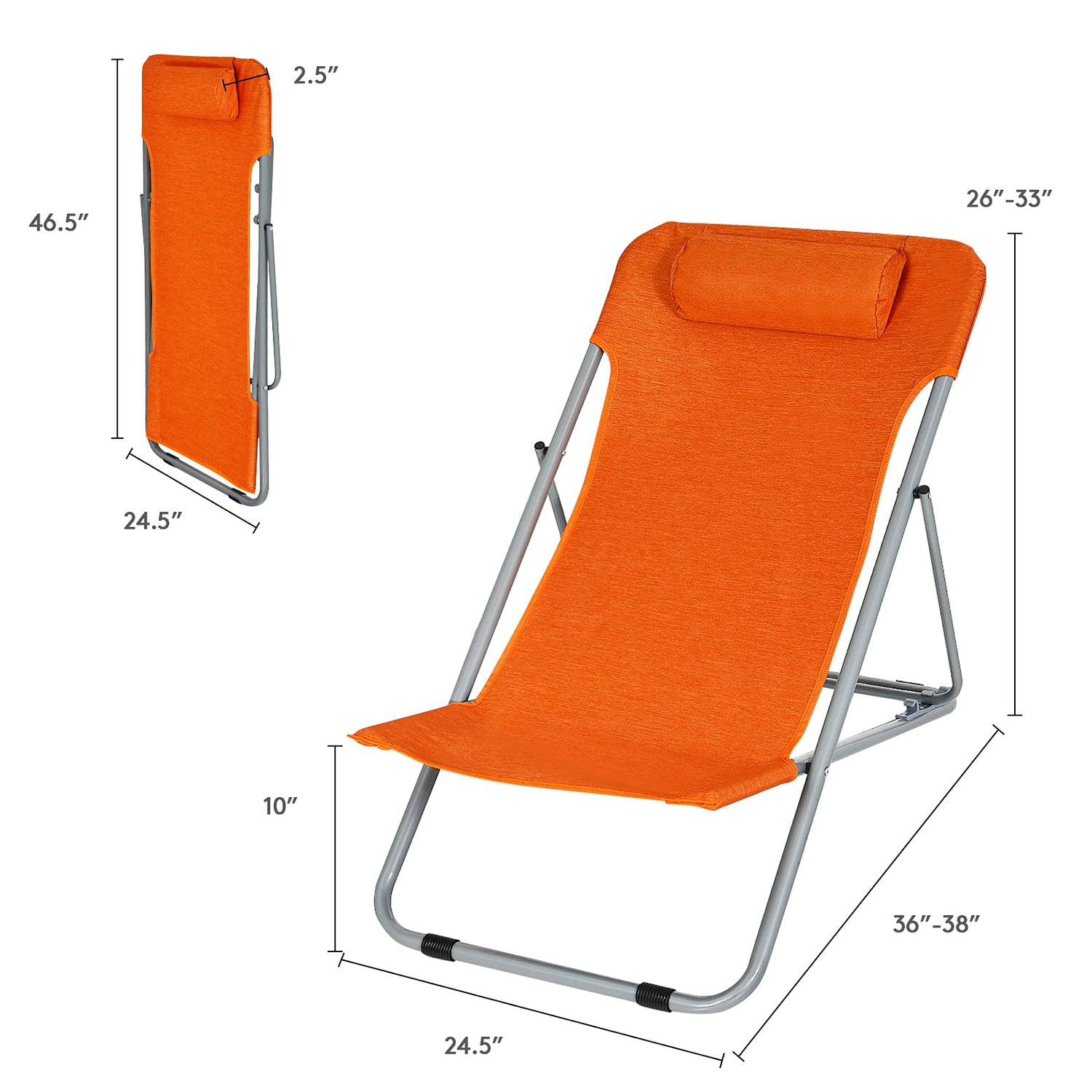 GYMAX Beach Chair, 2/4Pcs Low Beach Lounge for Adults with 3-Level Adjustable Backrest & Removable Pillow