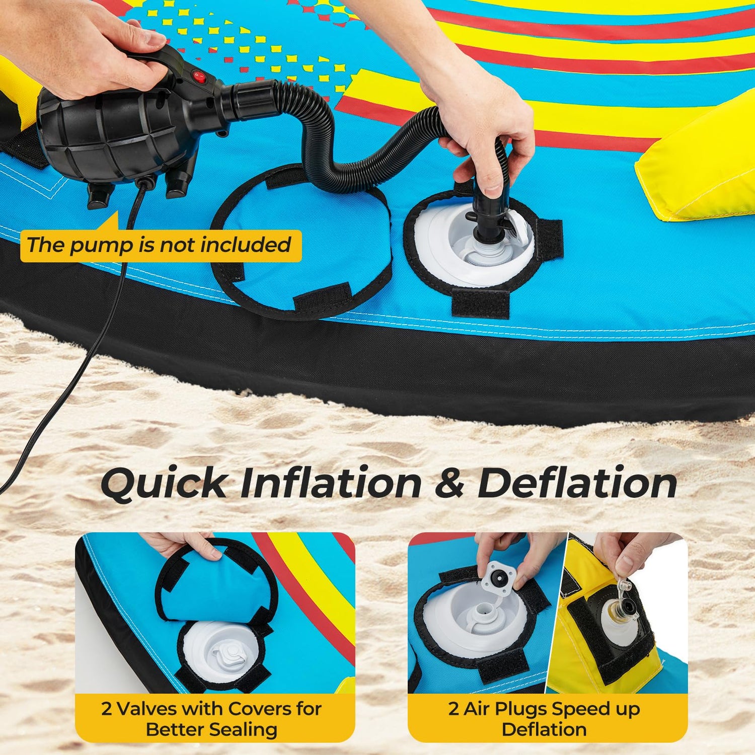 GYMAX 2/3 Riders Inflatable Boat Tube for Water Sports to Pull with Padded Grip