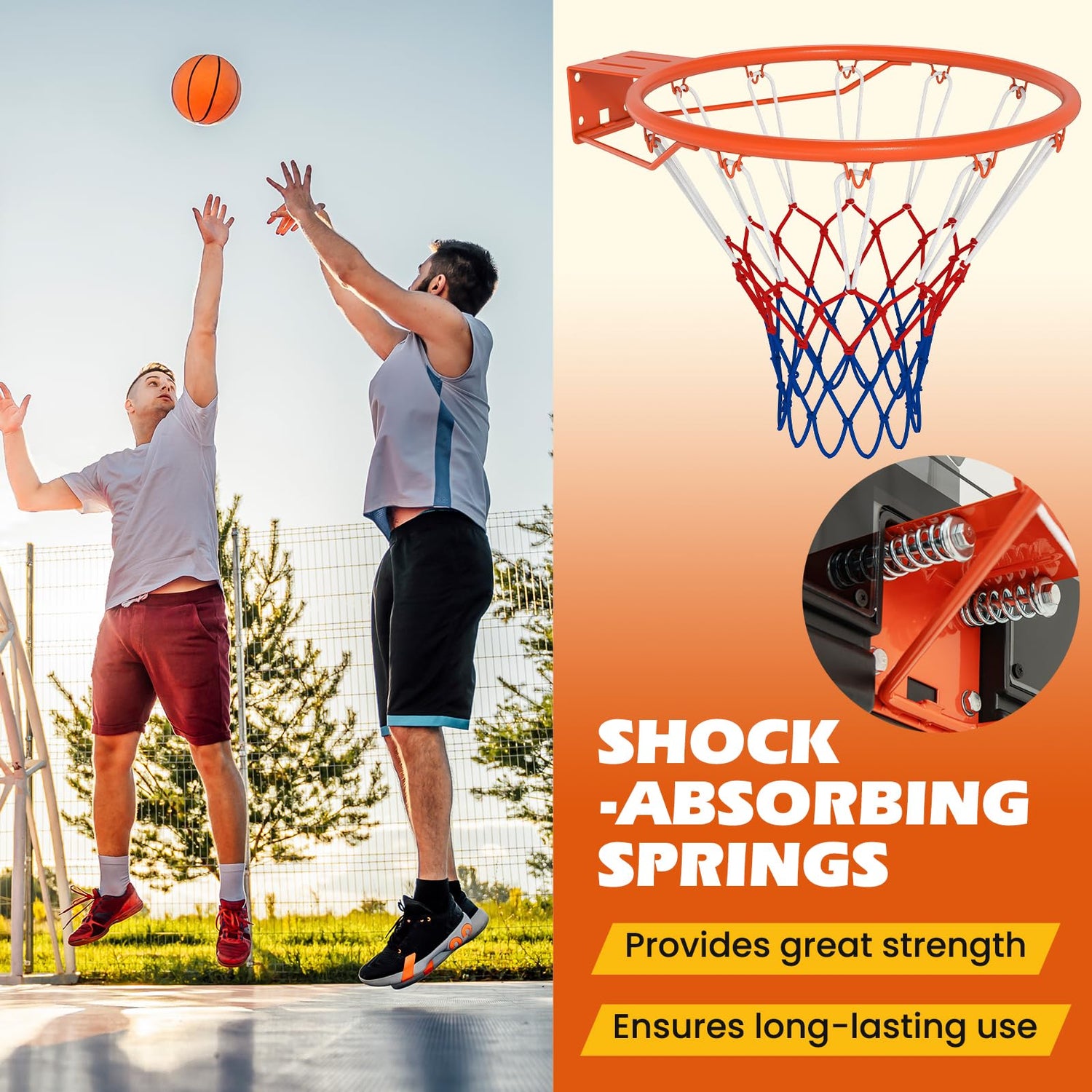 GYMAX Basketball Rim 18 inch Basketball Rim Replacement with All-Weather Net