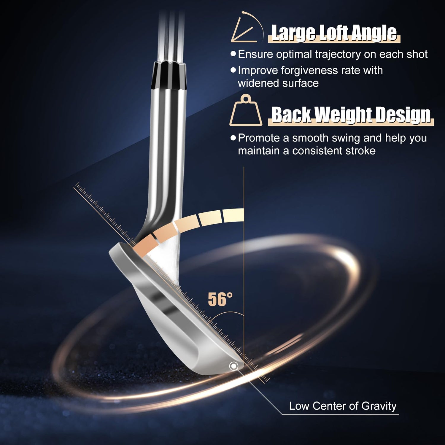 GYMAX Golf Wedge, Sand Wedge & Lob Wedge with Low Gravity Center & Grooves, 56 Degrees