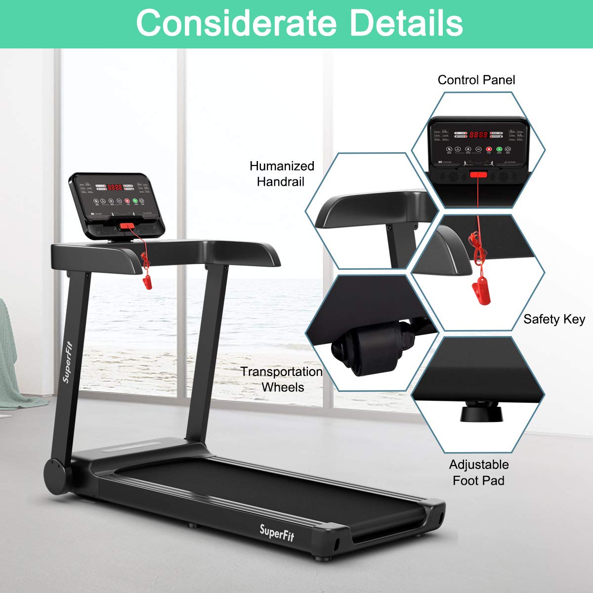 GYMAX Electric Treadmill, Home Gym Running Machine with Led Monitor & Smart App Control