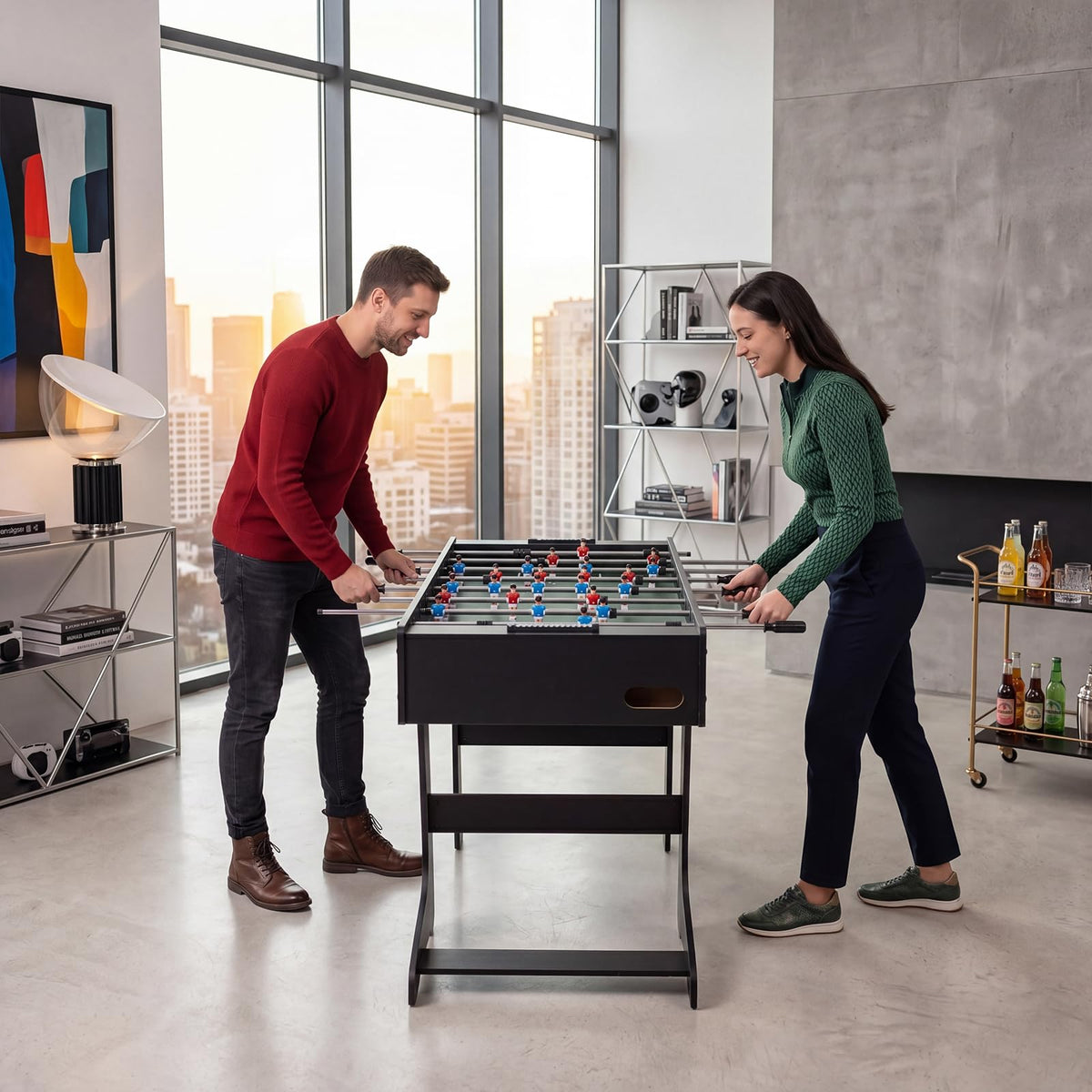 GYMAX 48 Inch Folding Foosball Table with 2 Balls