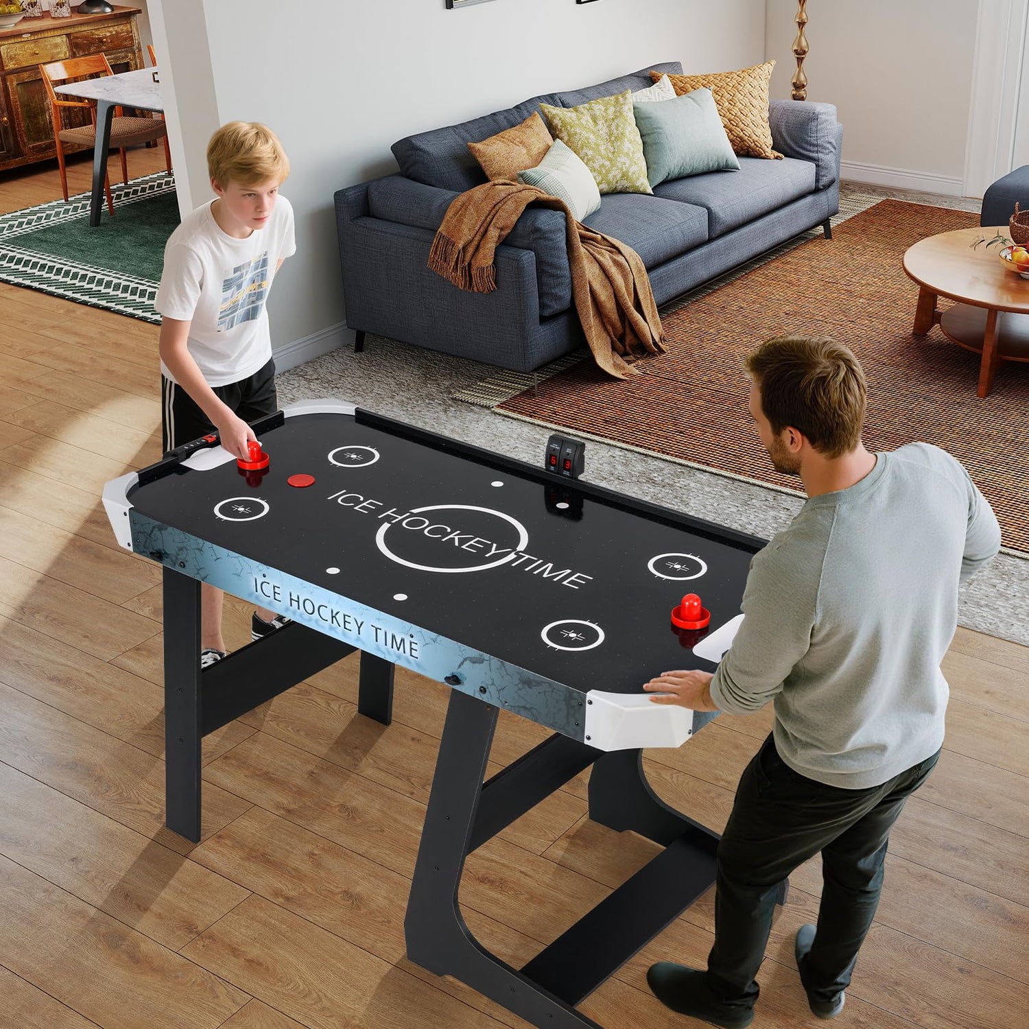 GYMAX Foldable Air Hockey Table, 56 Inch Arcade Style Air Hockey Game Table