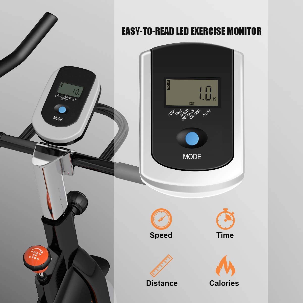GYMAX Indoor Cycling Bike, Stationary Exercise Bike with LCD Monitor