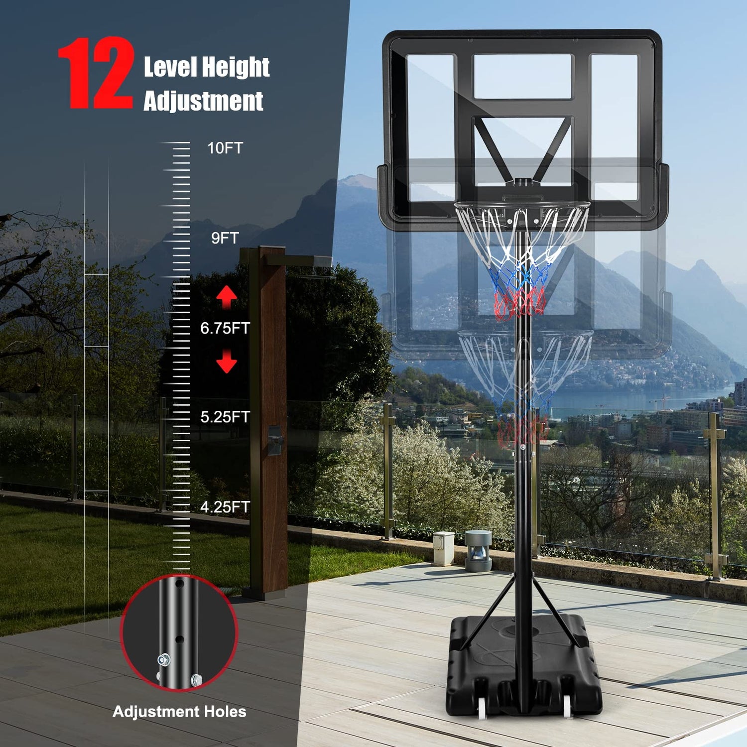 GYMAX Portable Basketball Hoop Outdoor