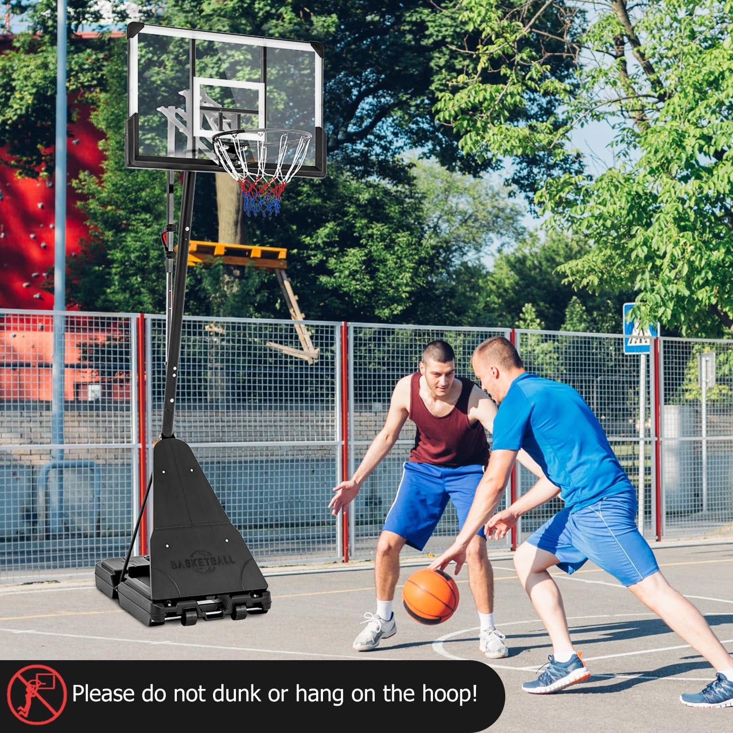 GYMAX Basketball Hoop, 4.9-10 FT Height Adjustable Basketball Goal with 44 Inch PC Backboard