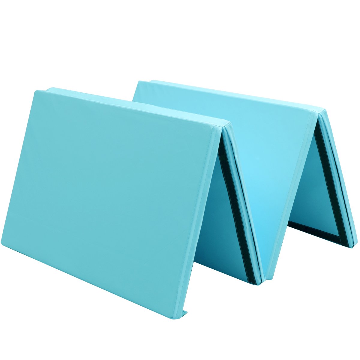 GYMAX Gymnastics Mat, 4 FT x 10 FT x 2 Inches Folding Exercise Mat w/Carrying Handles