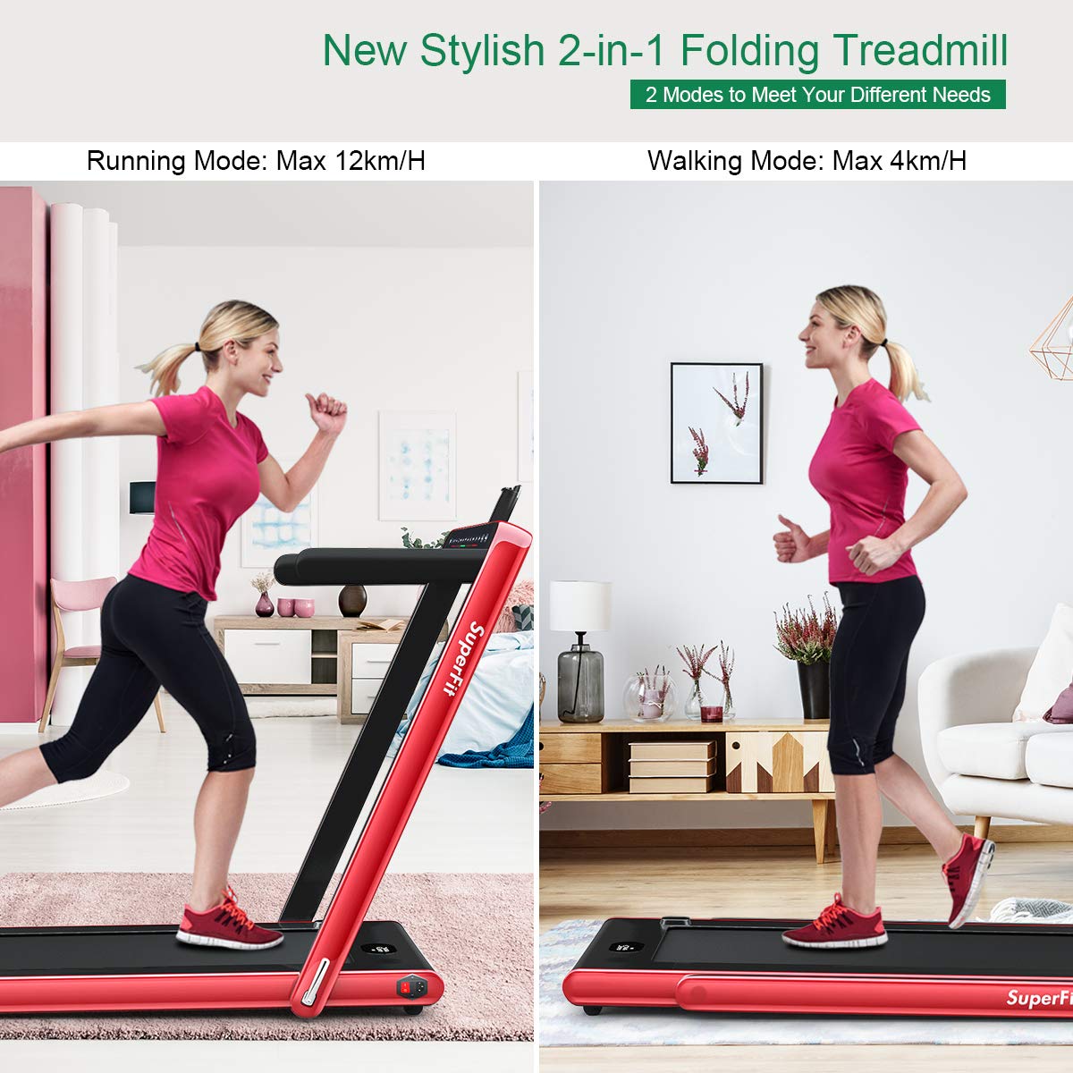 GYMAX Walking Pad, 2.25HP Dual Display Foldable Treadmill for Home with Remote/Smart App Control