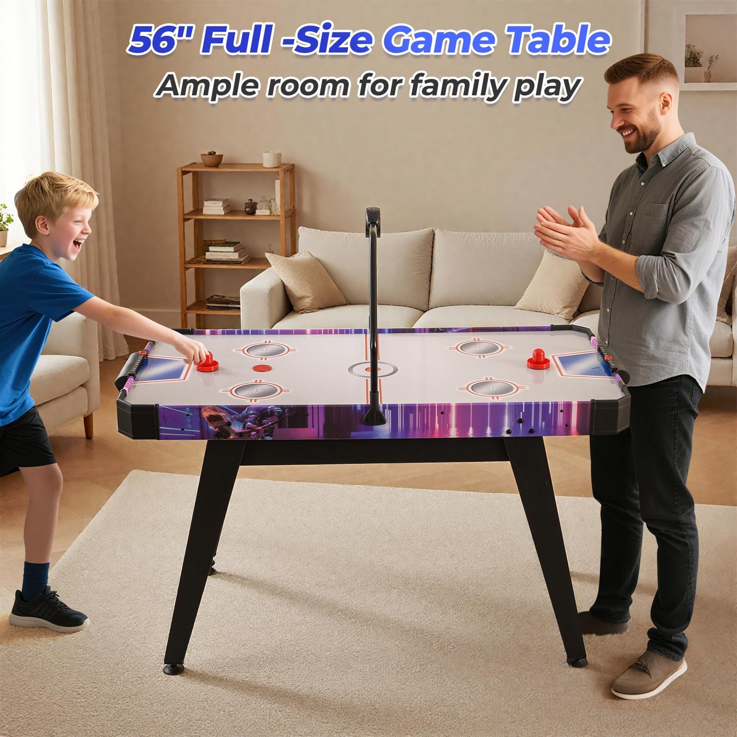 GYMAX Air Hockey Table 56 Inch Air Hockey Arcade Game Table