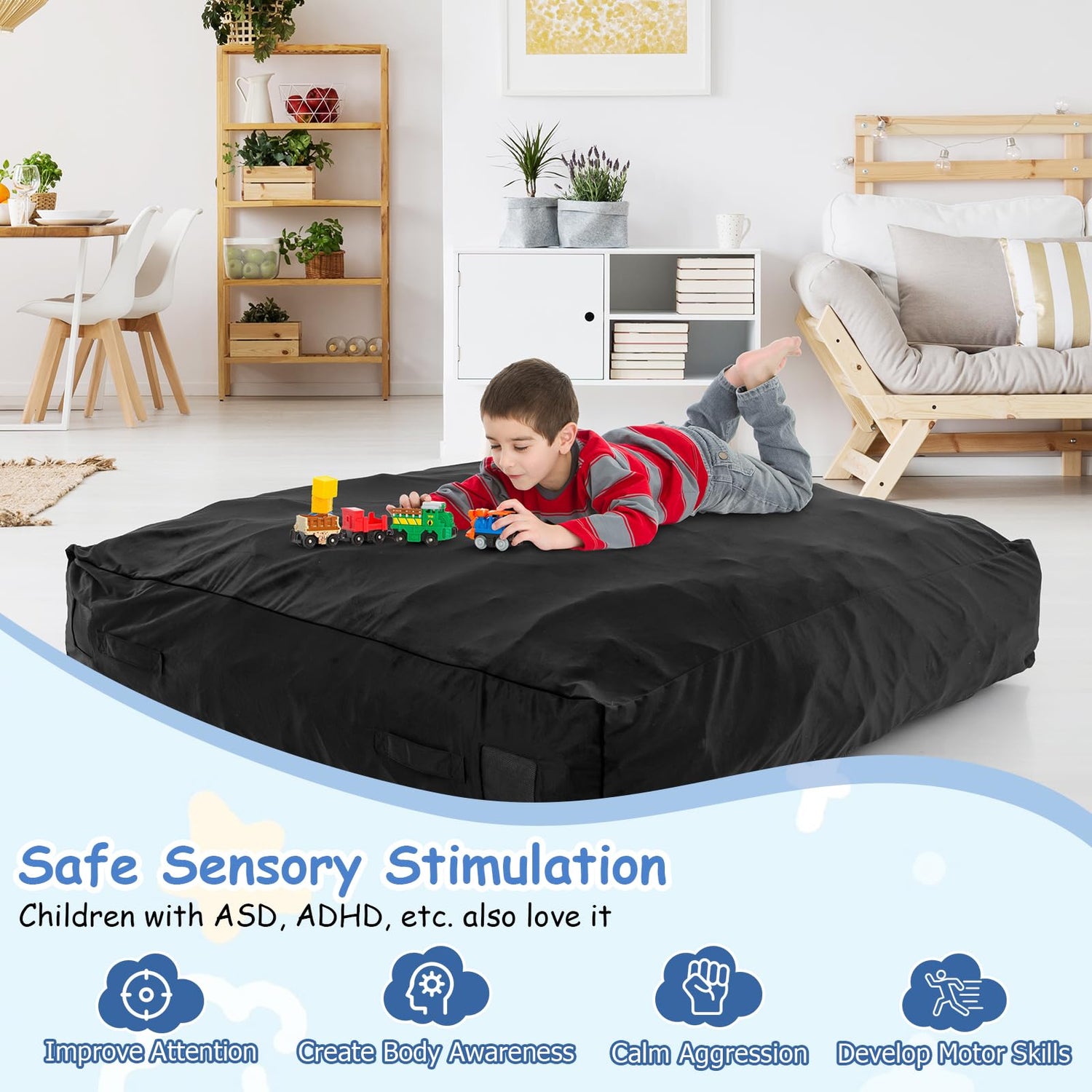 GYMAX Crash Pad for Kids Sensory 4.75FTx4.75FT/4 FTx3 FT Sensory Crash Mat