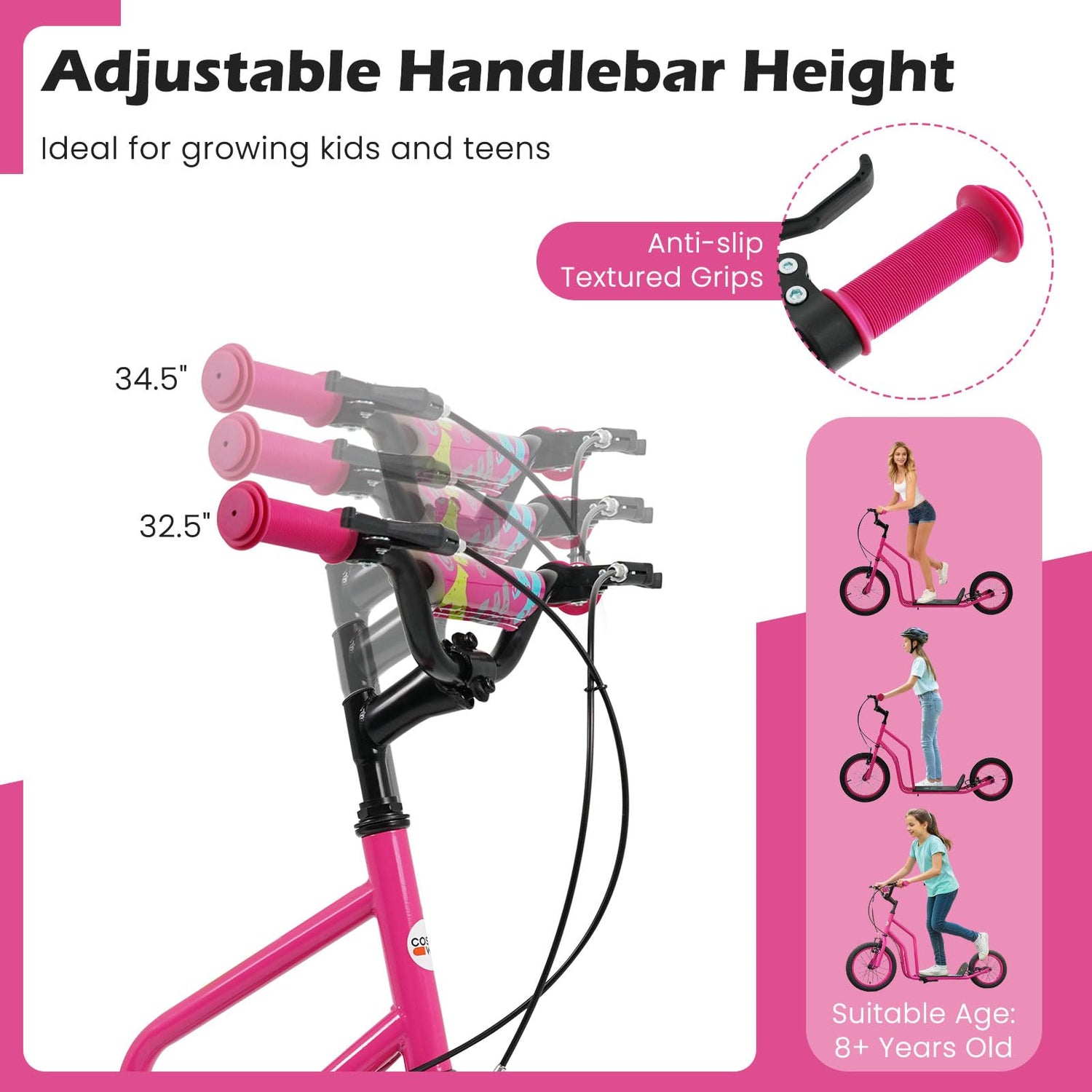 GYMAX Youth Scooter Height Adjustable Kick Scooters