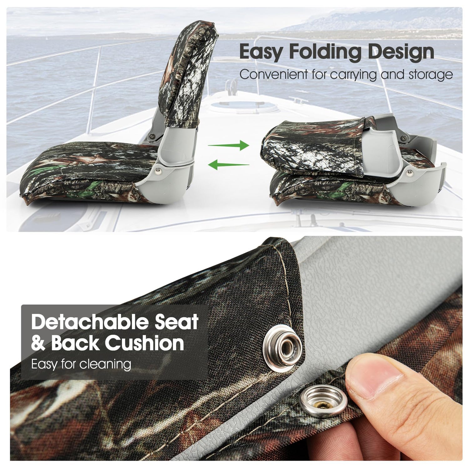 GYMAX Boat Seats, Folding Low/High Back Boat Seats with Stainless Steel Screw Included
