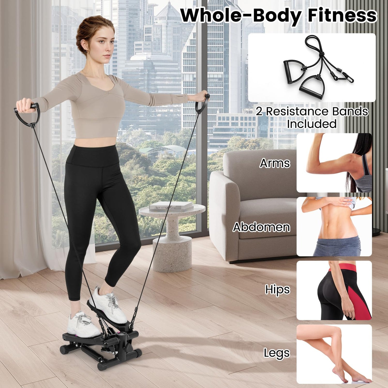GYMAX Steppers for Exercise at Home Hydraulic Mini Stair Stepper