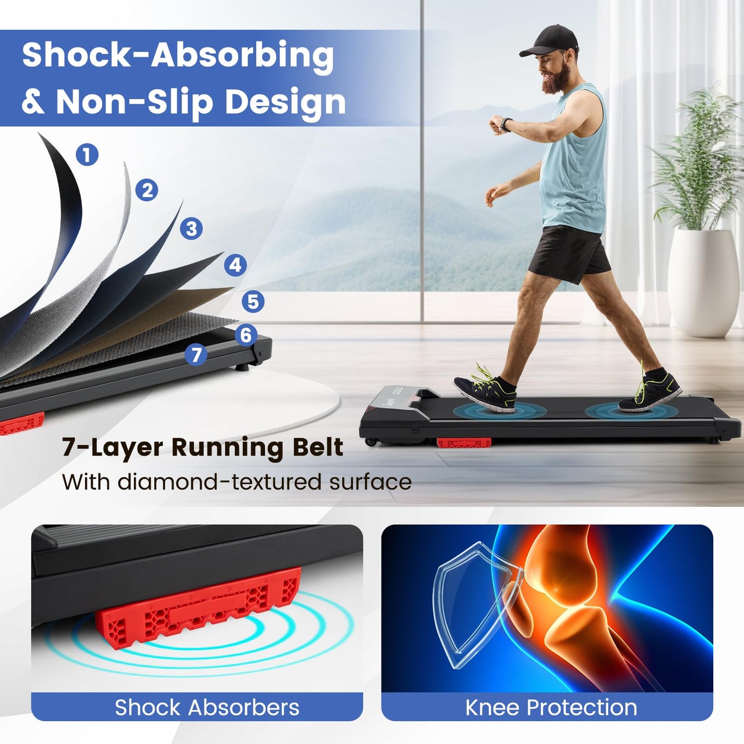 GYMAX Walking Pad, 340LBS Under Desk Treadmill with Remote, APP Control, LED Display & Built-in Wheels