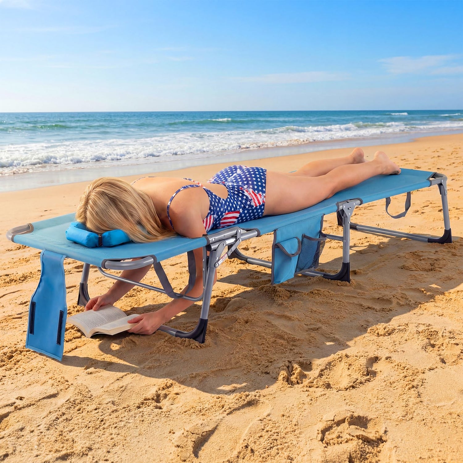 GYMAX Tanning Chair with Face Hole Sun Bathing Lounge Chairs（1/2）