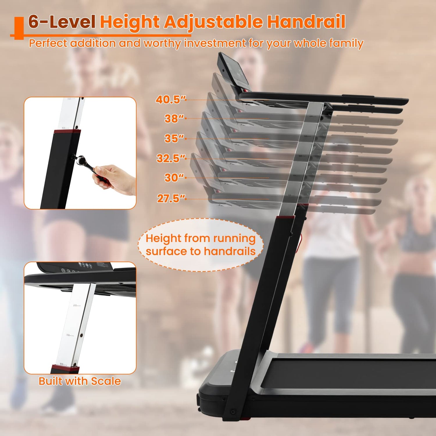 GYMAX  3HP Folding Desk Treadmill with Height Adjustable Desktop