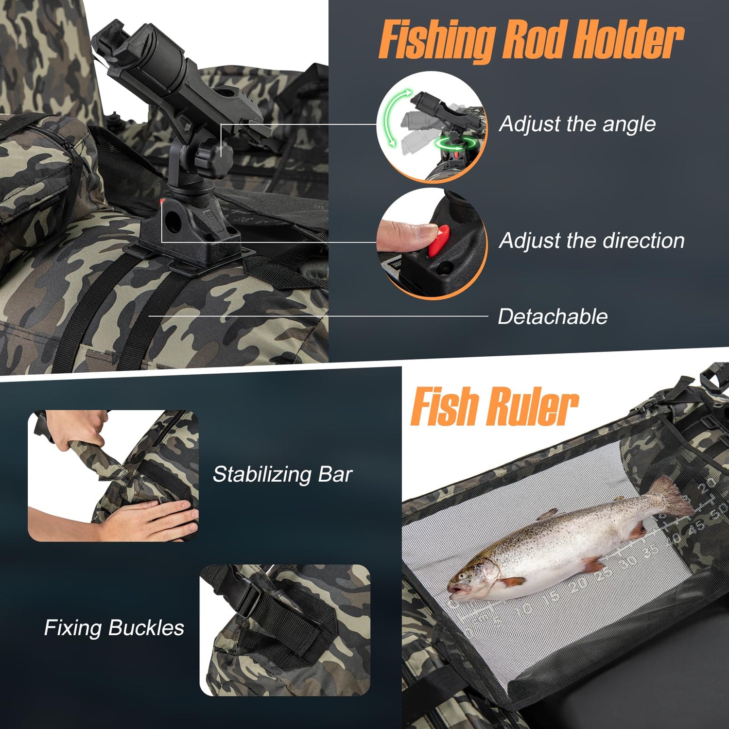 GYMAX Fishing Float Tube, 350lbs Inflatable Belly Boat with Fish Ruler, Fishing Rod Holder, Pump, Storage Bag, Flippers & Adjustable Straps